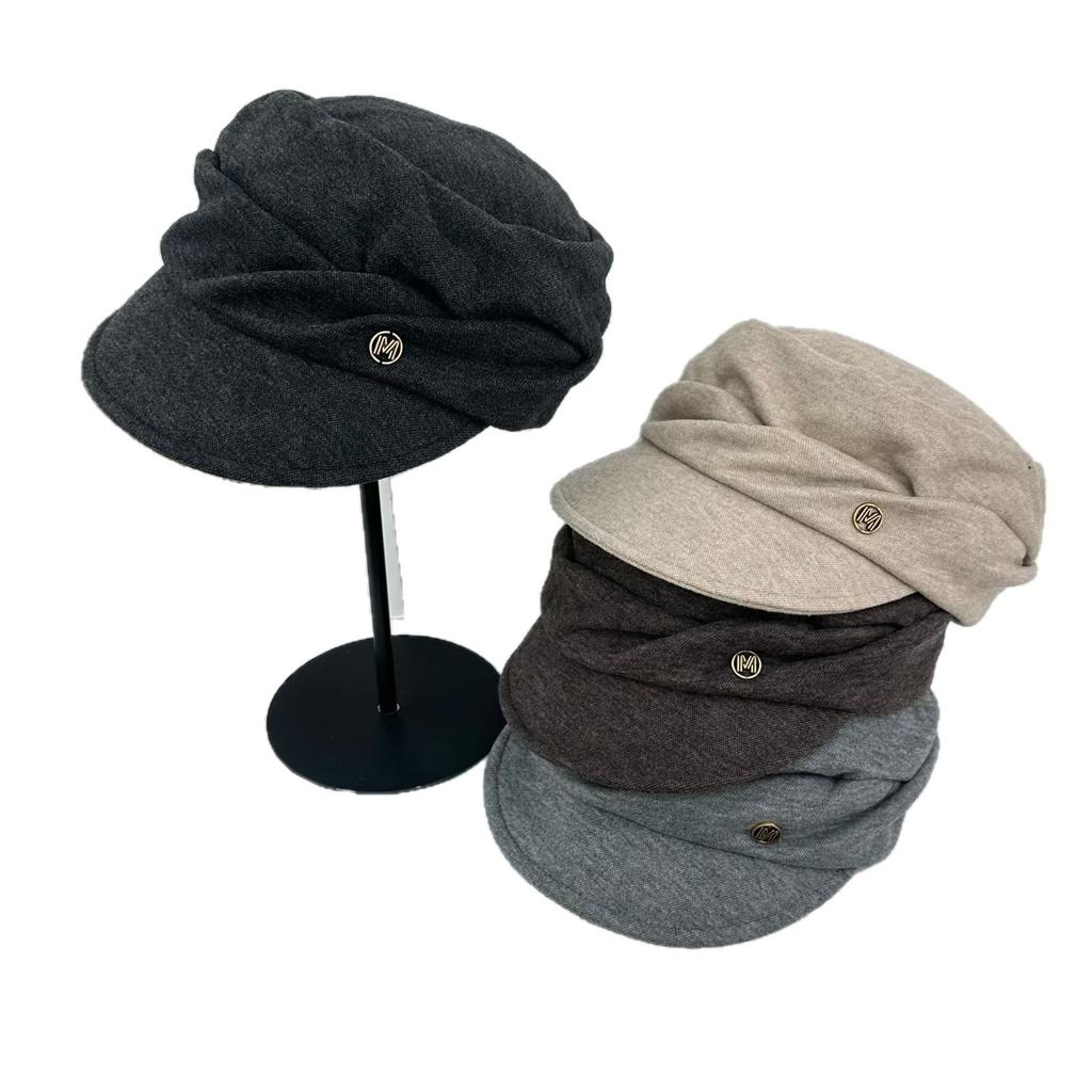 Retro Pleated Solid Color Beret Women's Spring and Summer Thin Fashion Big Head Circumference Showing Face Small Painter Newsboy Hat