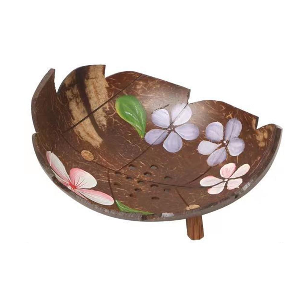Creative Country Style Coconut Shell Bowl DIY with Hole Coconut Tray Storage Candy Dessert Bowl Ornaments