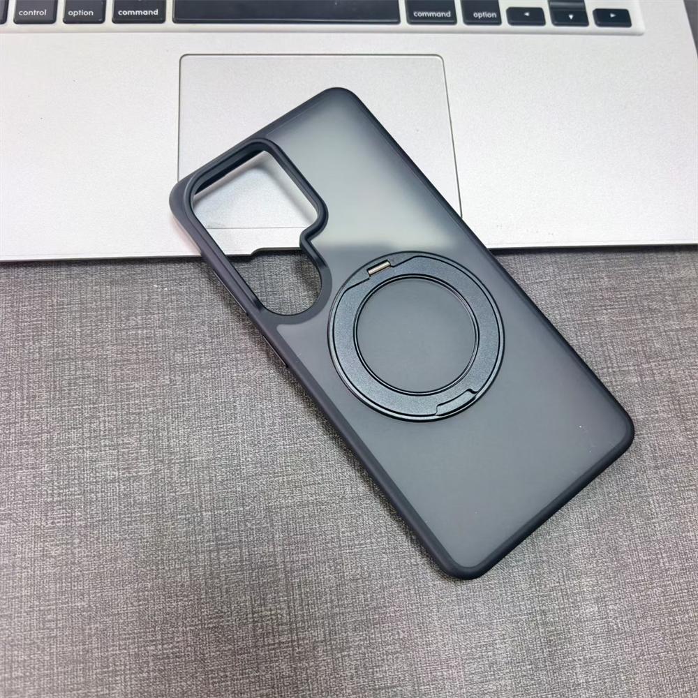 Luxury Matte Clear Magnetic Ring Stand Holder Case For Samsung Galaxy S26 Ultra Transparent Shockproof Bumper Hard Phone Cover