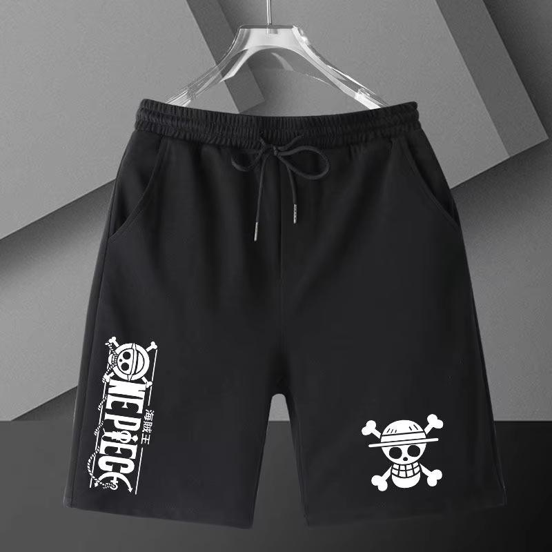 Summer Luffy and Suron Men s and Women s Summer Anime Sweatpants Summer and Spring Trendy Fashion Sport Shorts 4XL чёрный