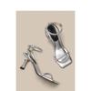 Silver One-word Sandals Women's Style Summer Wear New Popular Thin Medium Heel High Heels