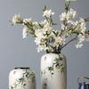 Round Chinese Ceramic Vase: Floral Art for Living Room & Hallway Decor, Ideal for Hydroponics & Silk Flowers