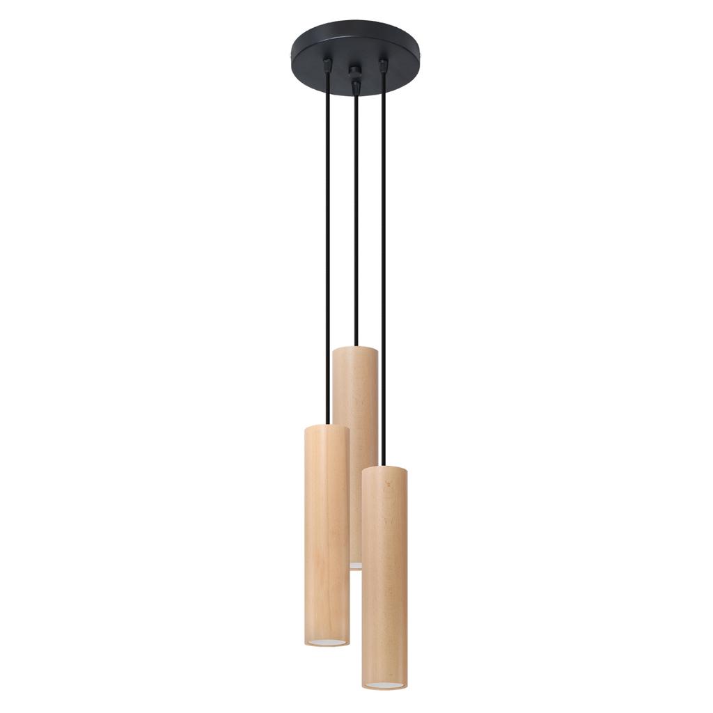 Lampa Wisząca Lino 3 Gu10 Naturalne Drewno Wood Sollux Sl.1012