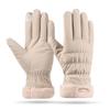 Winter Warm Gloves Women's Cycling Touch Screen Fleece Thickened Windproof Cute Korean Ski Gloves