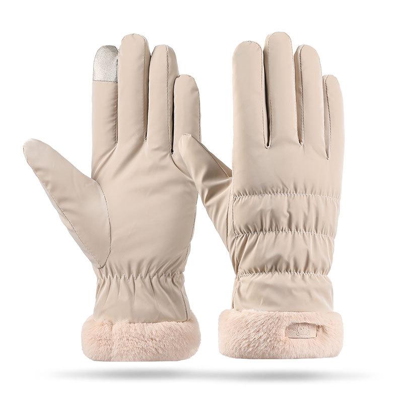 Winter Warm Gloves Women's Cycling Touch Screen Fleece Thickened Windproof Cute Korean Ski Gloves