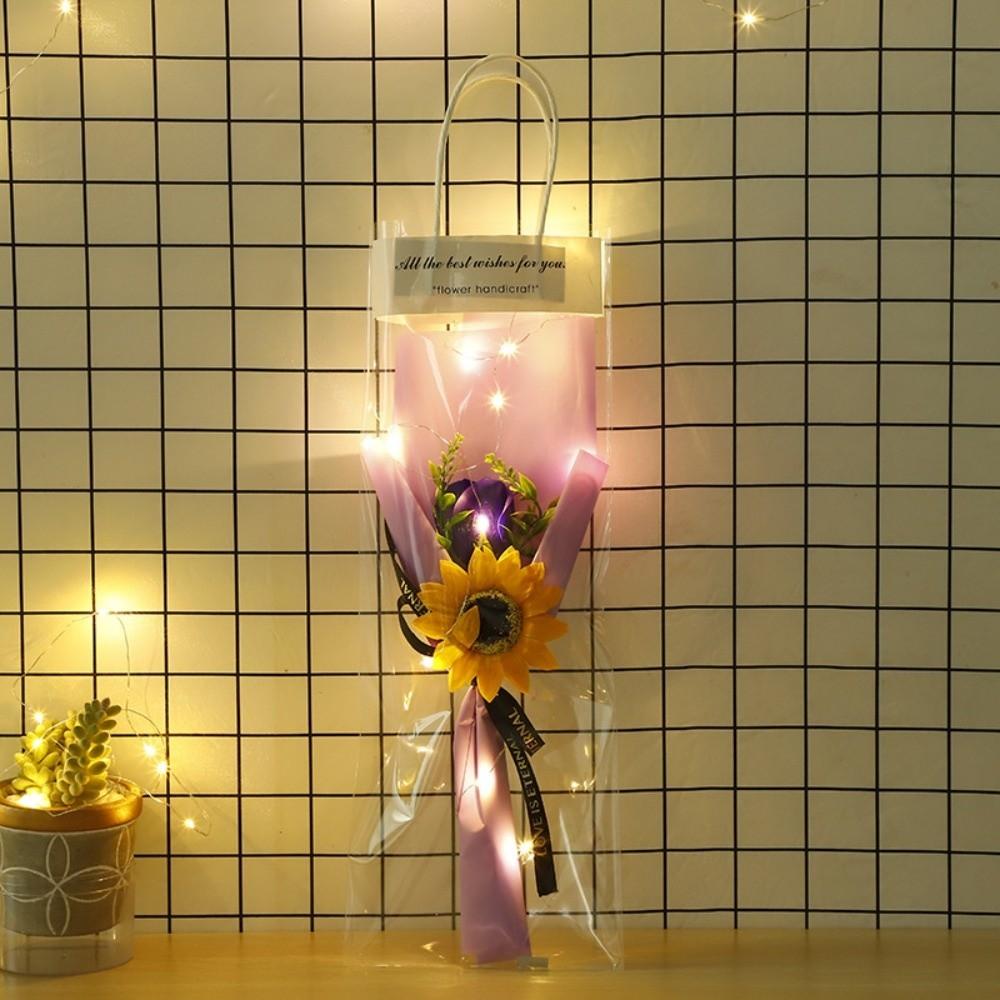 Photography Props Artificial Rose Flower LED Lights Wedding Fake Flower  Teachers  Day Purple/Type B