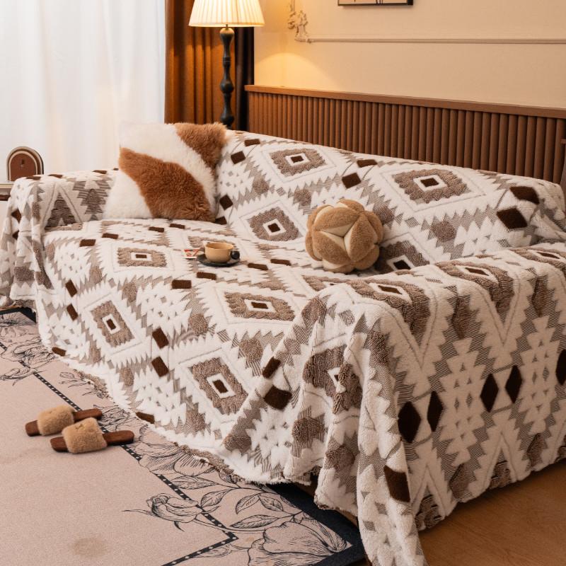 Winter Comfortable Sofa Towel Warm Thick Plush Non-Slip Home Couch Protector Anti Cat Scratch Seat Pad for Living Room Decor