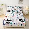 Cute cartoon little dinosaur pattern bed hat four-piece bedding set bedroom dormitory bedding decoration