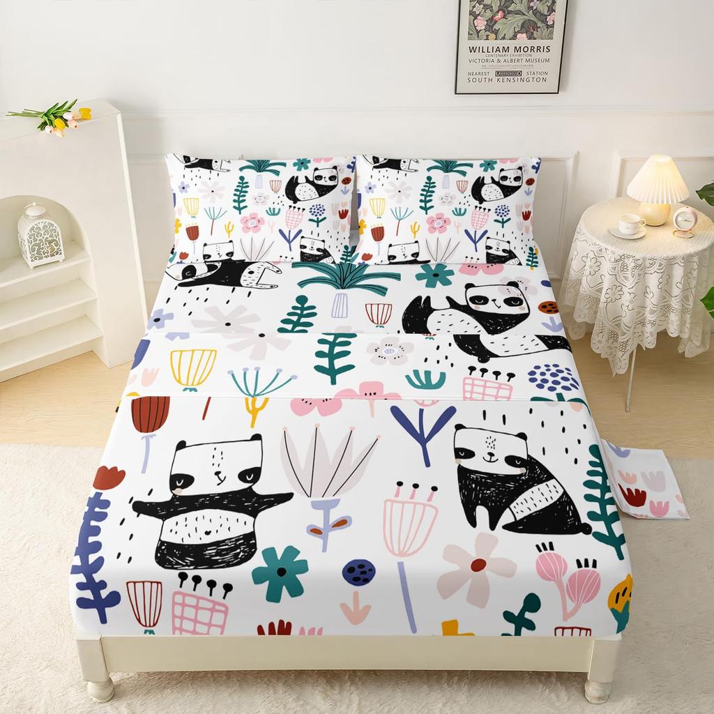 Cute cartoon little dinosaur pattern bed hat four-piece bedding set bedroom dormitory bedding decoration