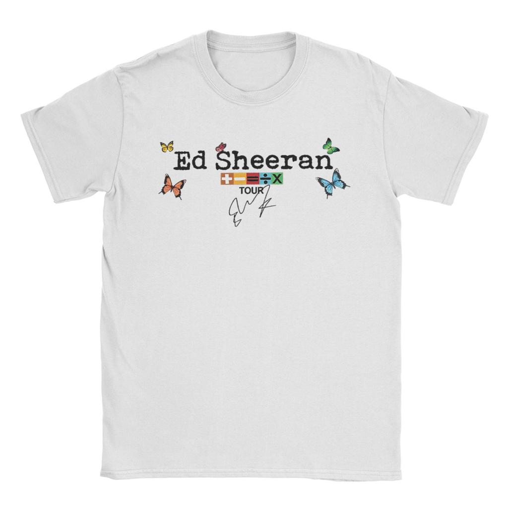 Men T-Shirt Ed Sheeran Butterfly Vintage 100% Cotton Tees Short Sleeve T Shirts Round Neck Clothes New Arrival