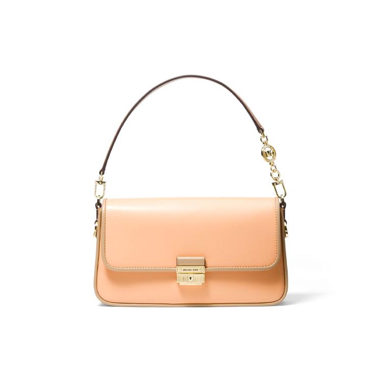 

Новая кожаная сумка MICHAEL KORS Bradshaw, сумка через плечо, маленький размер, женская, светло-оранжевая, 30S1G2BL1I-838 26.9*7.1*15.0CM