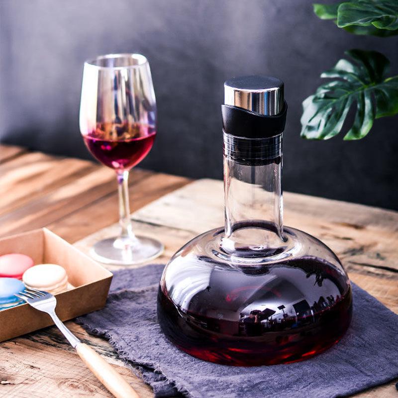Caraffa Grande in Cristallo con Tappo e Aeratore Rapido per Vino.