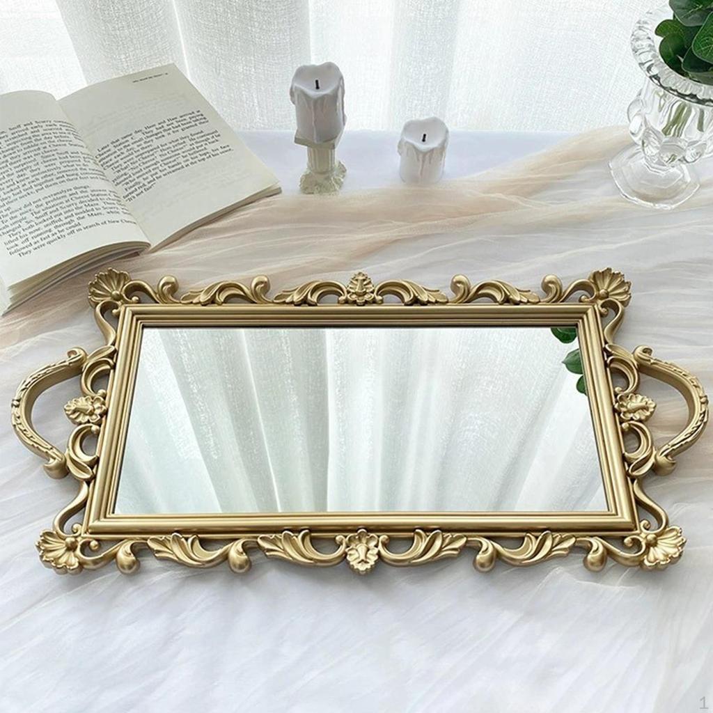 Decorative Mirror Tray Serving Platter Bread Vanity Tray, Platters for kitchen