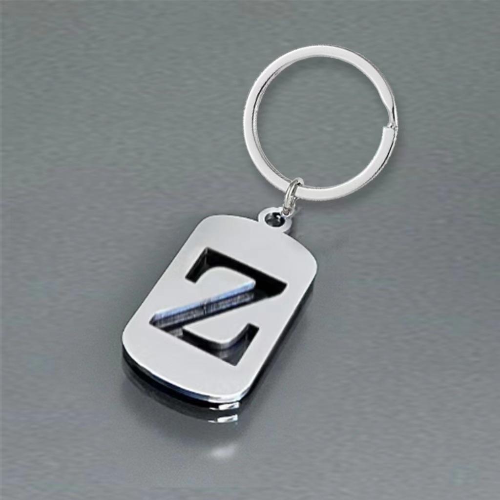 Creative Minimalist Keychain Spanish Key Pendant Metal Stainless Steel Laser Key Ring Stainless Steel Keychain for Backpack Bag Pendant