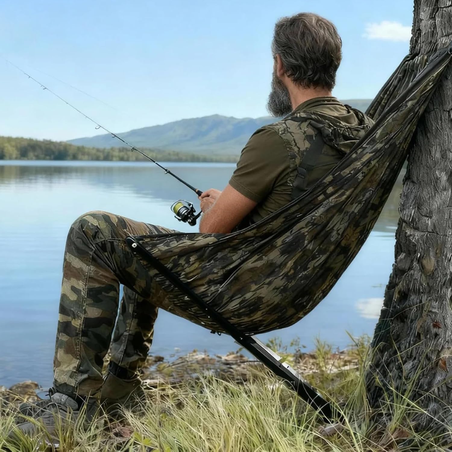 

Outdoors Low Down Hunting Seat, Lightweight Hunting Hammock Chair, Folding Tree Seat for Deer Hunting and Camping, Quiet Low Down Hunting Stool