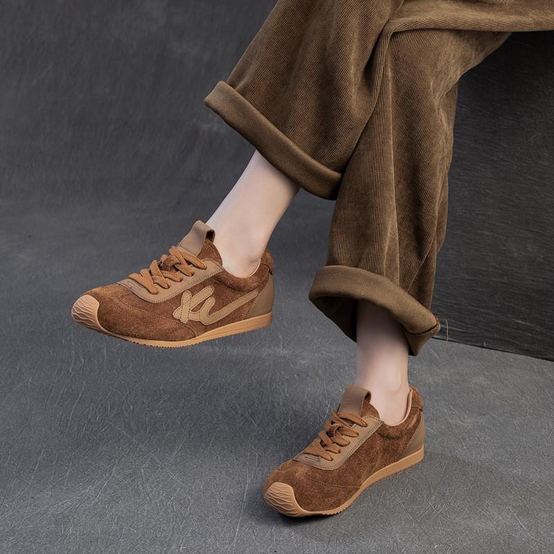Johnature Genuine Leather Sneakers Casual Sports Shoes Soft Soled Comfortable Retro Women's Flat Shoes