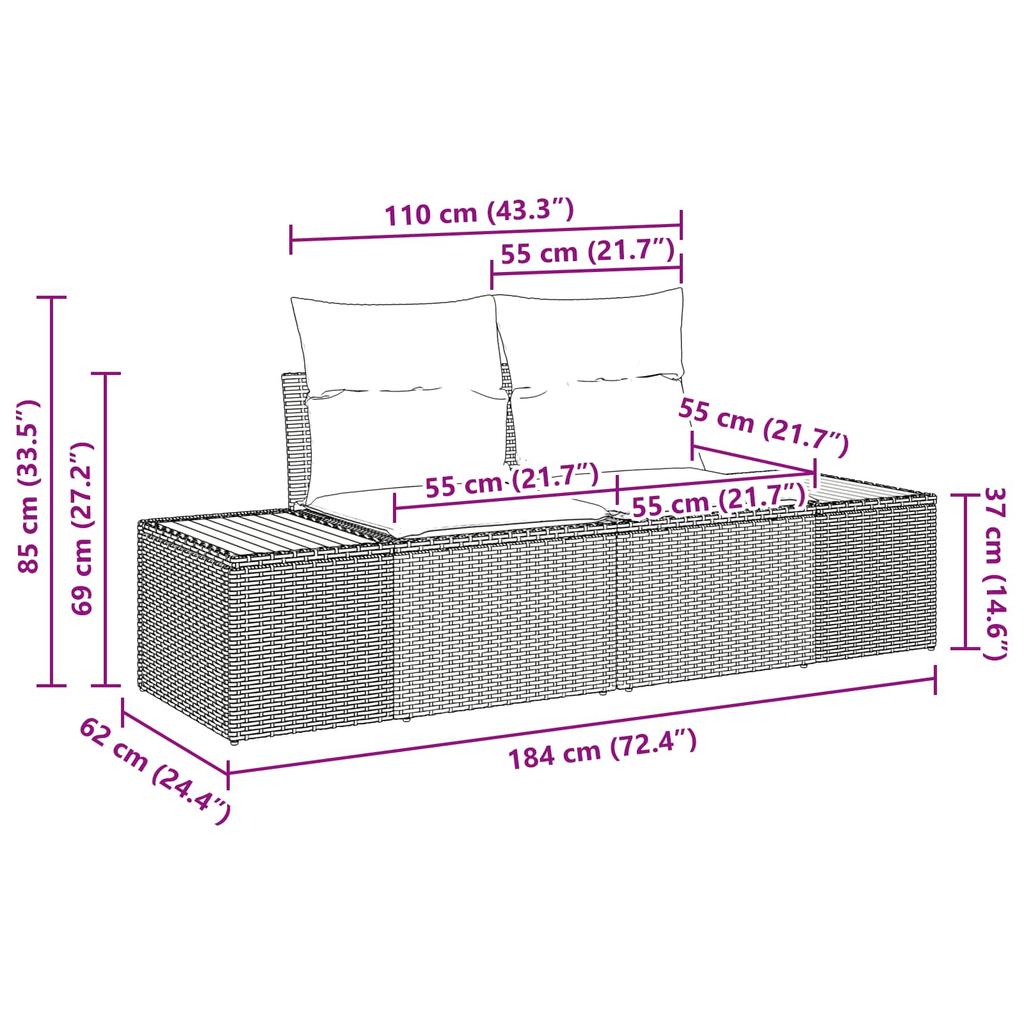 Garden Sofa Set with Storage 9 pcs Black Poly Rattan