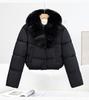 Winter new women's fashion big fur collar warm down cotton clothes short small cotton-padded coat