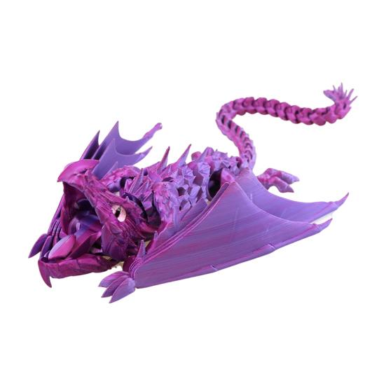3D Printed Articulated Dragon with Wings Fidget Dragon Toy with Flexible Jaw Winged Dragon Desktop Pet for Home Office Decor Stress Relief