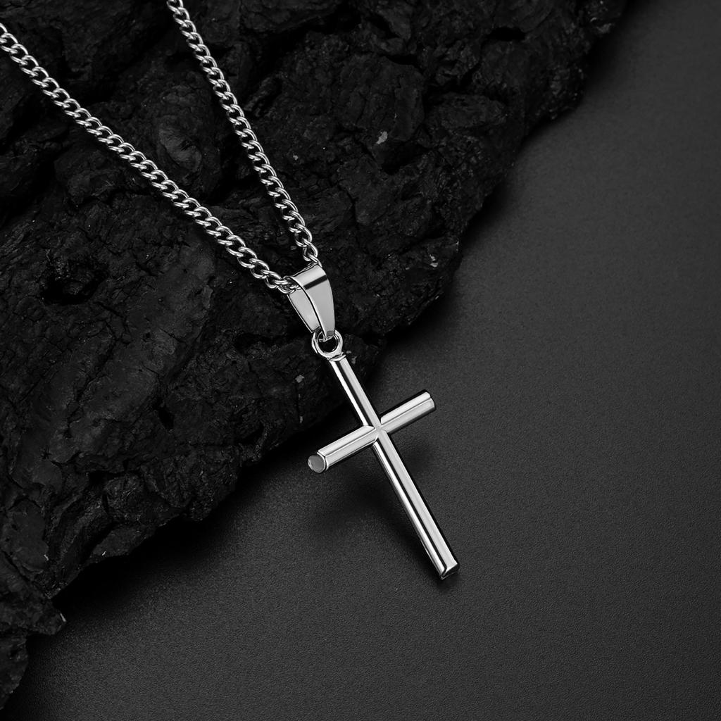 Adjustable Chain Crosses Pendant Necklace Accessory for Men and Women Stainless Steel Versatile Fashion Accessory