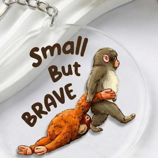 Monkey Keychain Pendant Cute 2D Flat Acrylic Pendant Punch The Monkey Holding Orangutan Plush Toy Keychain Bag Charm Gift for Friends