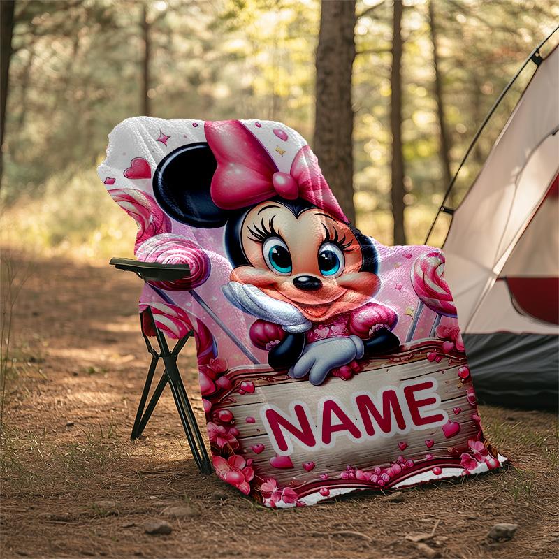 Customizable Minnie Throw Blanket – Personalized Name, All-Season Cozy Snug Blanket, Machine Washable, Personalized Blanket
