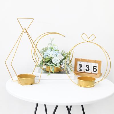 Eisenkunst Blumenkorb Vase Hydroponischer Behälter Goldener Metall Blumentopf Ständer Blumenarrangement Hochzeit Wohnzimmer Heimdeko