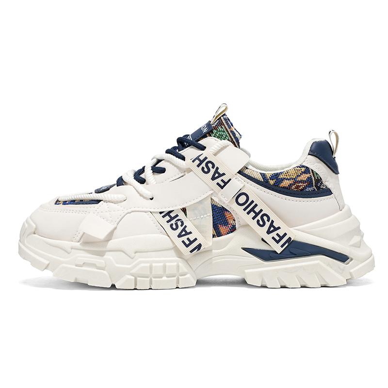 Chunky Sneaker Men Designer Sport Shoes Fashion Casual Artificial Leather Fabric Breathable Height Increased Flat Platform Shoes