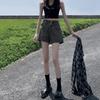 Women's High Waist A-Line Denim Shorts - Slimming, Double Button, Rolled Hem, Wide Leg, Summer Thin Style