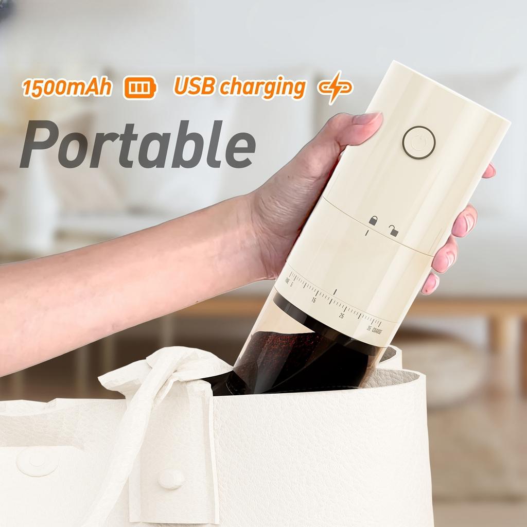 Portable Electric Coffee Bean Grinder 38 Gears External Adjustable USB Charge 1500mAh Rechargeable Household Mini Coffee Machine