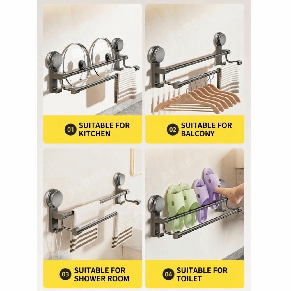 Wall-Mounted Towel Holder Suction Cup Style Storage Shelf Towel Storage Rack Bathroom