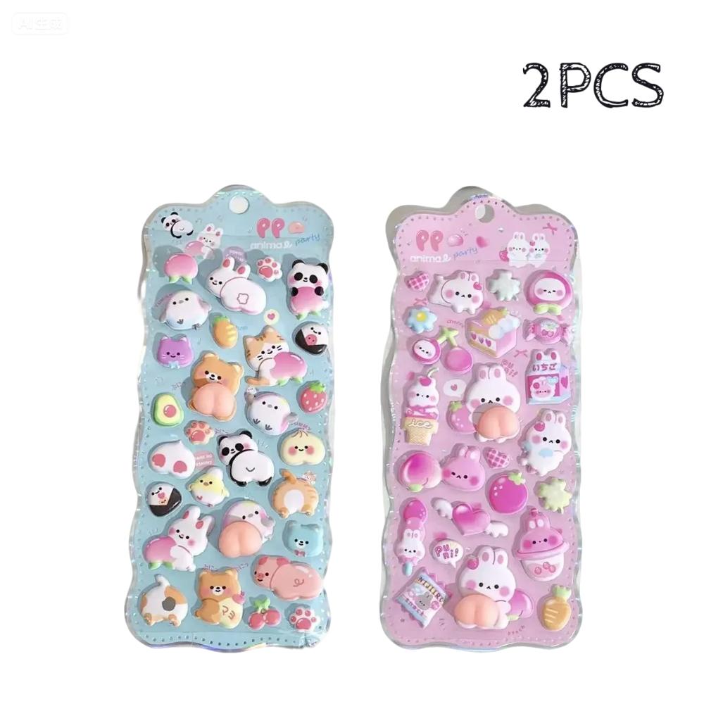 1-5Pcs 3D Cute Bunny Peach Sticker Kawaii Animals Stickers - Squishy Fidgeting Diy Decal For Phone Case Scrapbook,Fun Stress Ease