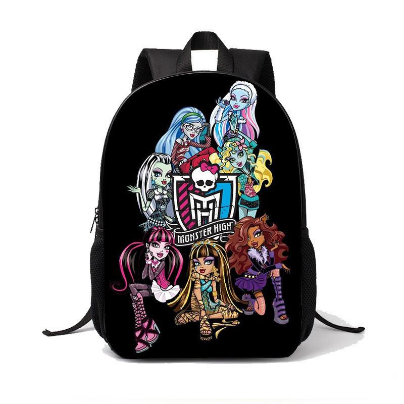 Plecak Szkolny Dla Dziewcząt Chłopców Z Lekkiego Materiału Nylonowego I Nadrukiem Monster High Do Użytku Szkolnego