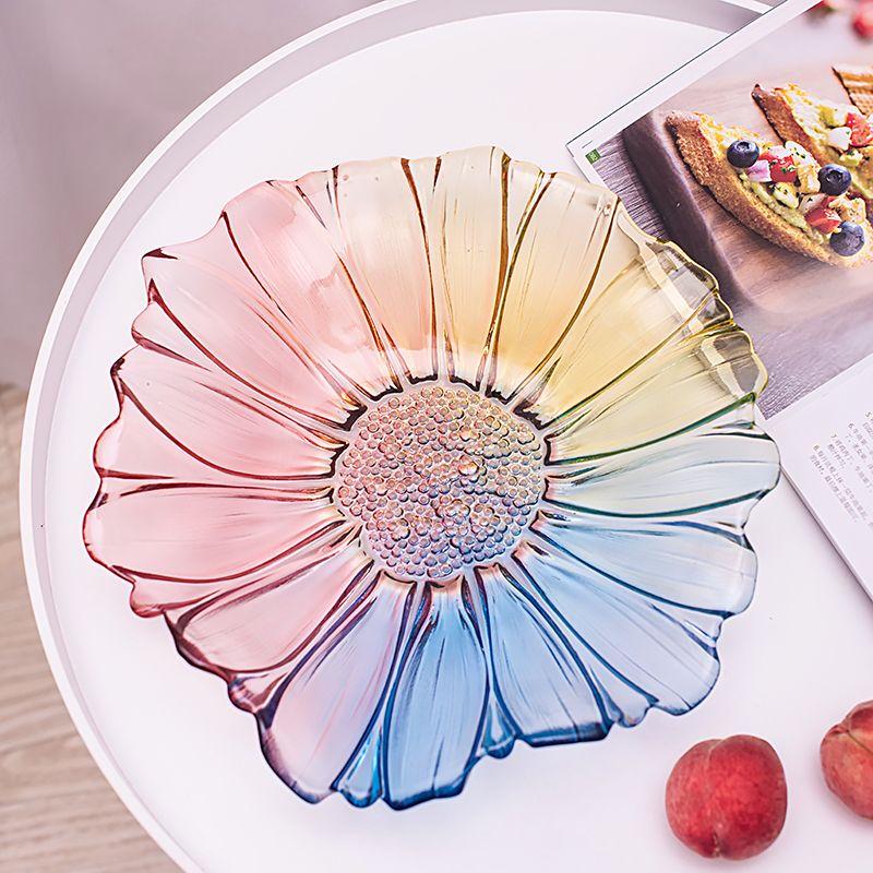 Qianxing Sunflower Glass Fruit & Snack Plate