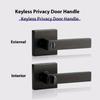 Modern Matte Black Door Handle For Bathroom And Bedroom Aluminum Alloys Smooth Grip Privacy Lock Indoor Installation