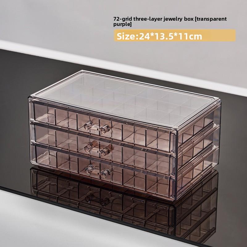 Jewelry Storage Box Transparent Multi-layer Large Capacity Ring Earrings Necklace Bracelet Home Internet Celebrity Drawer