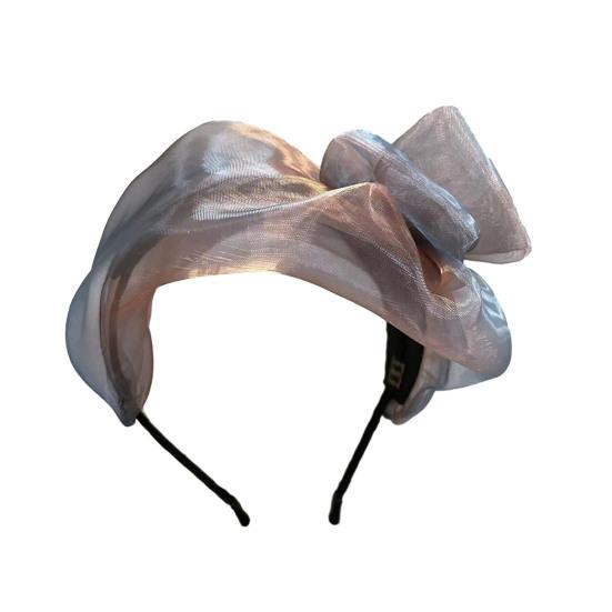 Women Headband Thin Bowknot Mesh Yarn Decor Lightweight Hairband Bright Colors Wide