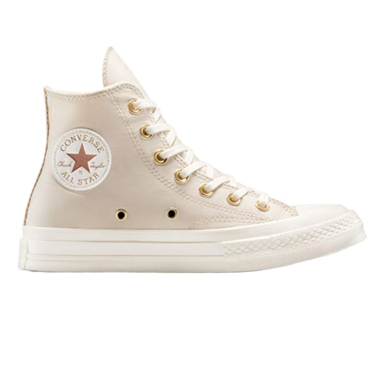 Converse Chuck 70 Metallic Patch Comfortable Simple Fit High Top Canvas Shoes Unisex Sneakers Beige A13535C