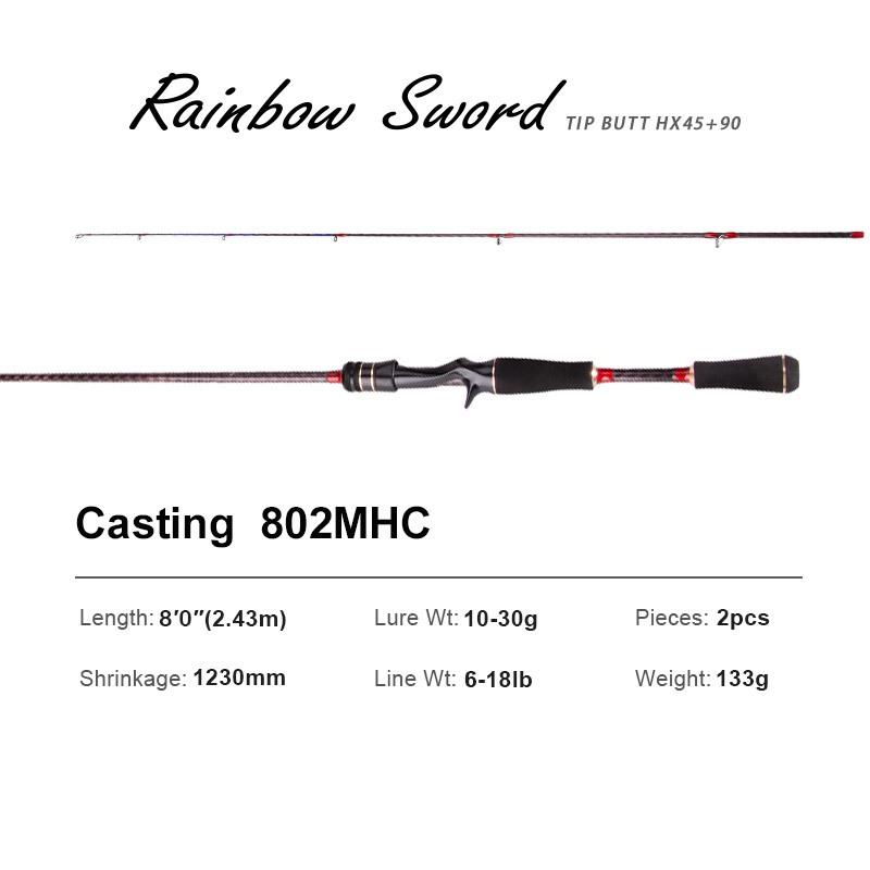 RAINBOW SWORD Spinning Casting Fishing Rod Fuji Ring F Action Lure Rod High Carbon Bass Pike Rod Fishing Rod