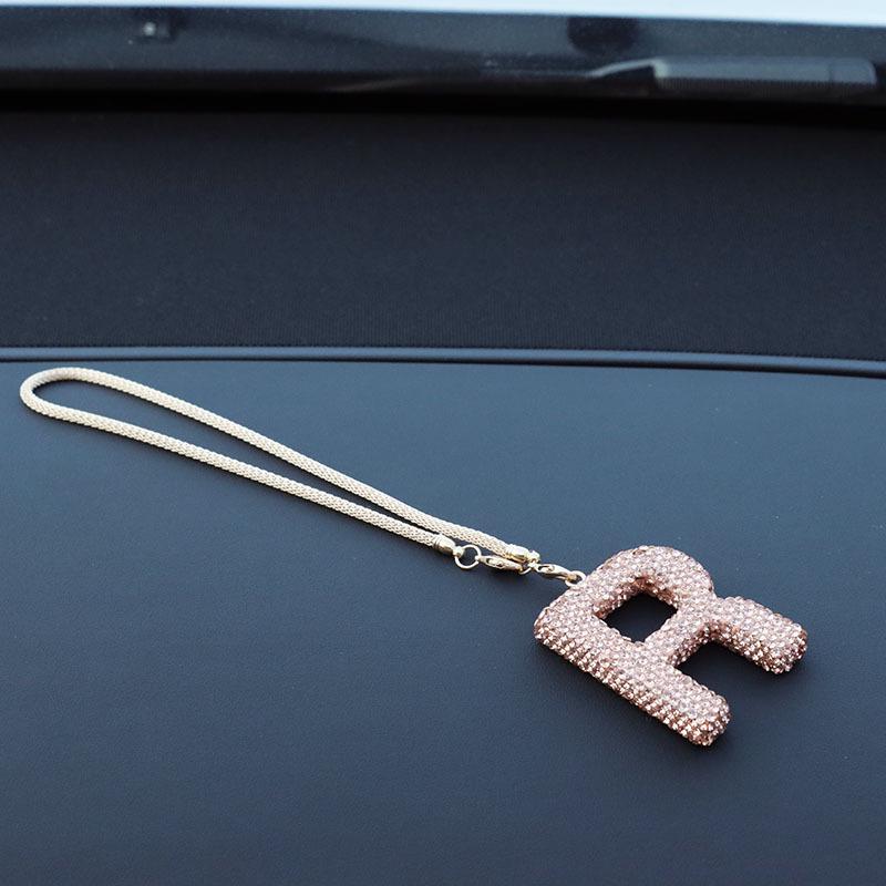 Rhinestone Ceramic Cross Pendant for Car Mirror Decor