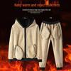 Men's 2024 Autumn/Winter Fleece-Lined Lambswool Hooded Two-Piece Set (Plus Size Available)