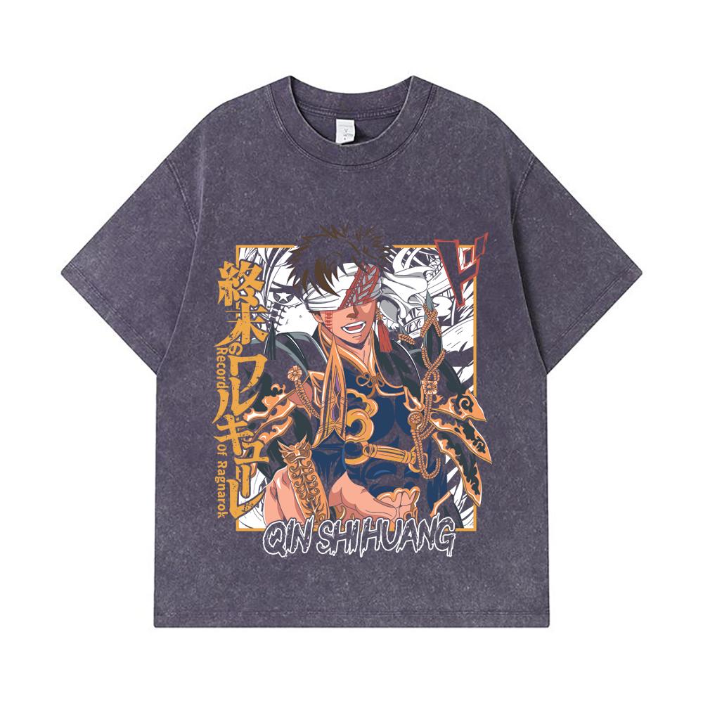 275 GSM Washed T-shirts 100% Cotton Record of Ragnarok V7 Print Unisex Heavy Cotton T Shirt