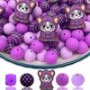 30PCS Silicone Bead Set - Cute Dinosaur, Plant & Flower Designs for DIY Jewelry, Keychains, Bracelets & Craft Pens