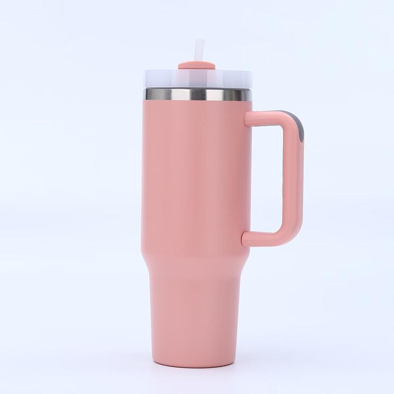 MRSIKEY Jumbo Stainless Steel Insulated Car Mug with Straw and Handle