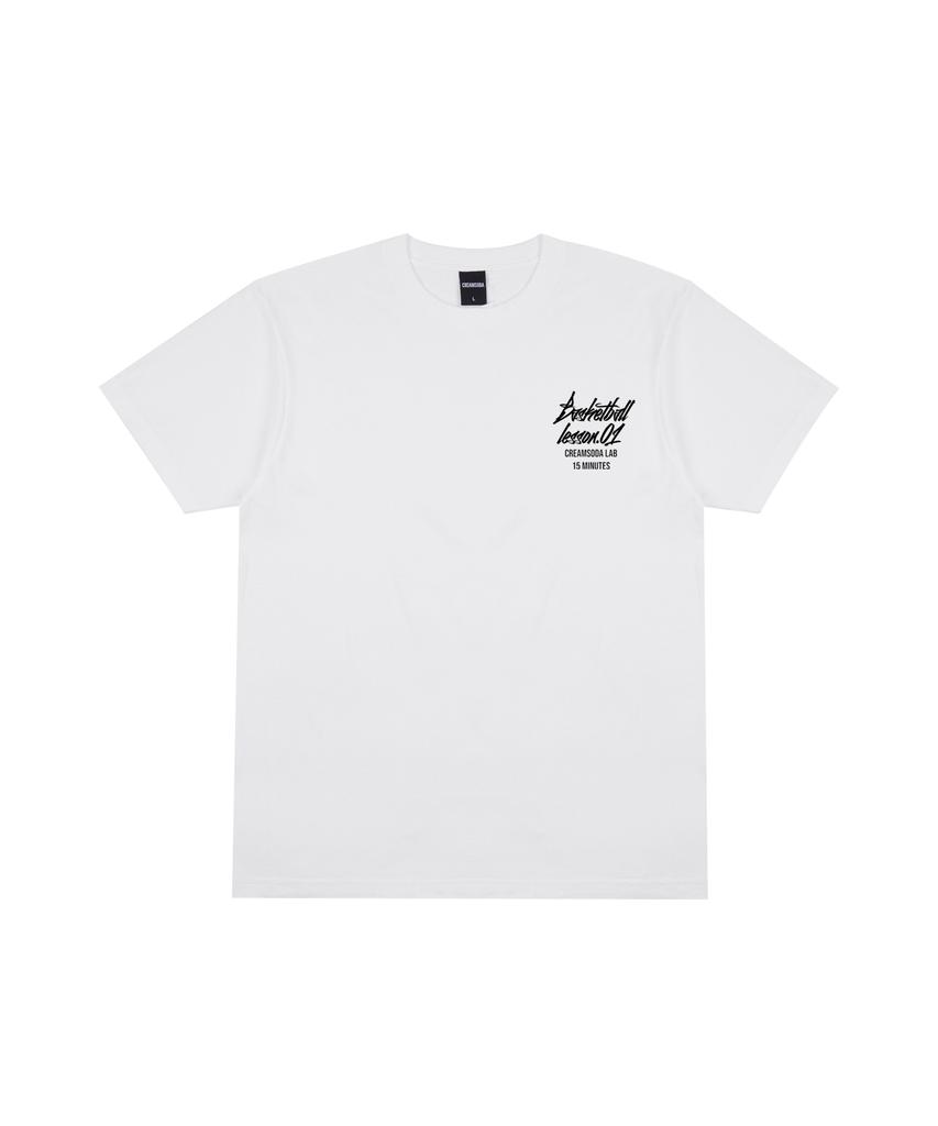 CREAM SODA LAB [2Pack] Quarter Logo Short Sleeve T-Shirt White (Blue) White (Black)