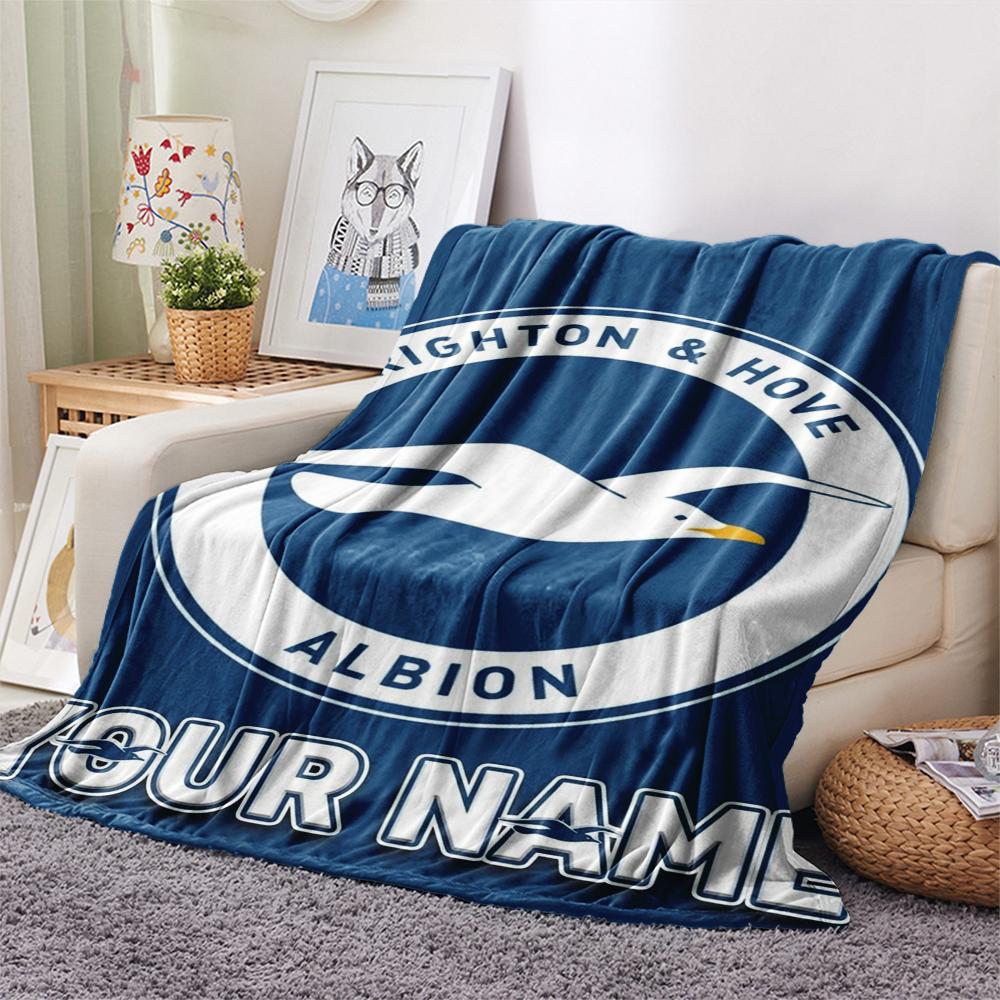 1PC Custom Name Brighton&Hove Albion Patterned Flannel Blanket Suitable For All Seasons for Home Decor Warmth and Comfort Gifts Holiday Present