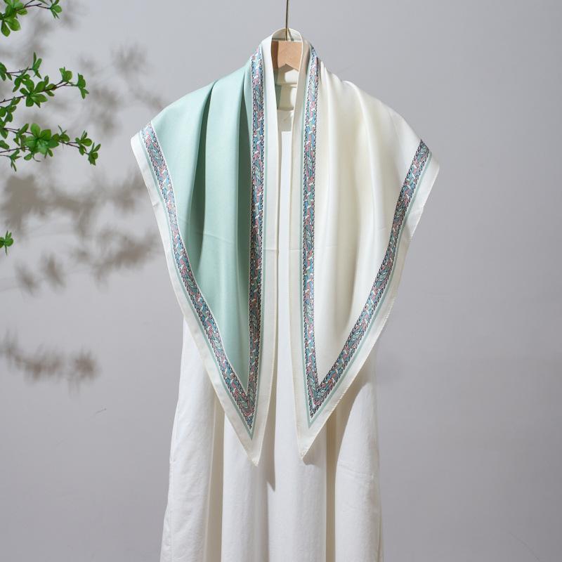 Summer Atmosphere Wearing Belt Waist Seal Twill Silk Simulation Silk Cool Triangle Scarf Cashew Print Women's Silk Scarf