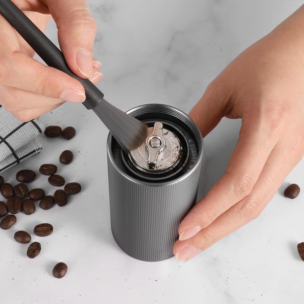 Sunnecko Manual Coffee Grinder with Stainless Steel Grinding Grinders, 36 Coarseness Settings, 25g Capacity, Brush Included, Portable and Easy To