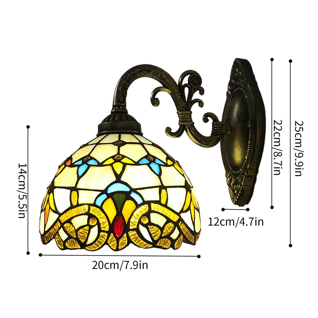 Tiffany-Stil Wandleuchte Buntglaslicht Art Deco Leuchte Wandmontage Lampe Schön dekoriert für Küche, Flur