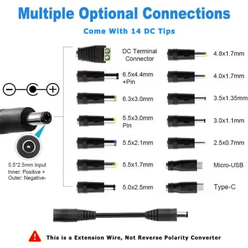 Adjustable Power Supply Variable AC-DC Power Adapter Laboratory 3V-24V-3A with US/EU Plug Female Home Appliance Alligator Clip
